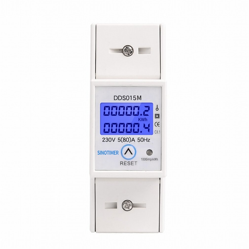 DIN Rail 5-80A ca 230V 50Hz monophasé wattmètre consommation d'énergie Watt compteur d'énergie électrique kWh avec fonction de réinitialisation
