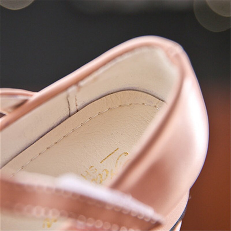 Children Bow High Heel Leather Shoes Princess Pointed Toe Kids White Wedding Shoe Sweet Toddler Causal Moccasins