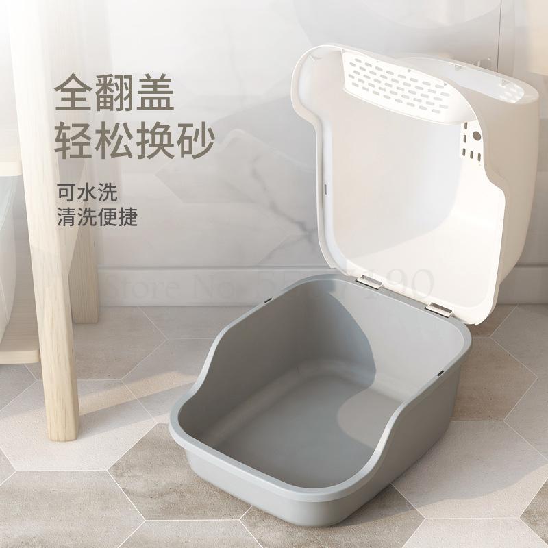 Caja de arena grande totalmente cerrada para gatos, sanitario para mascotas