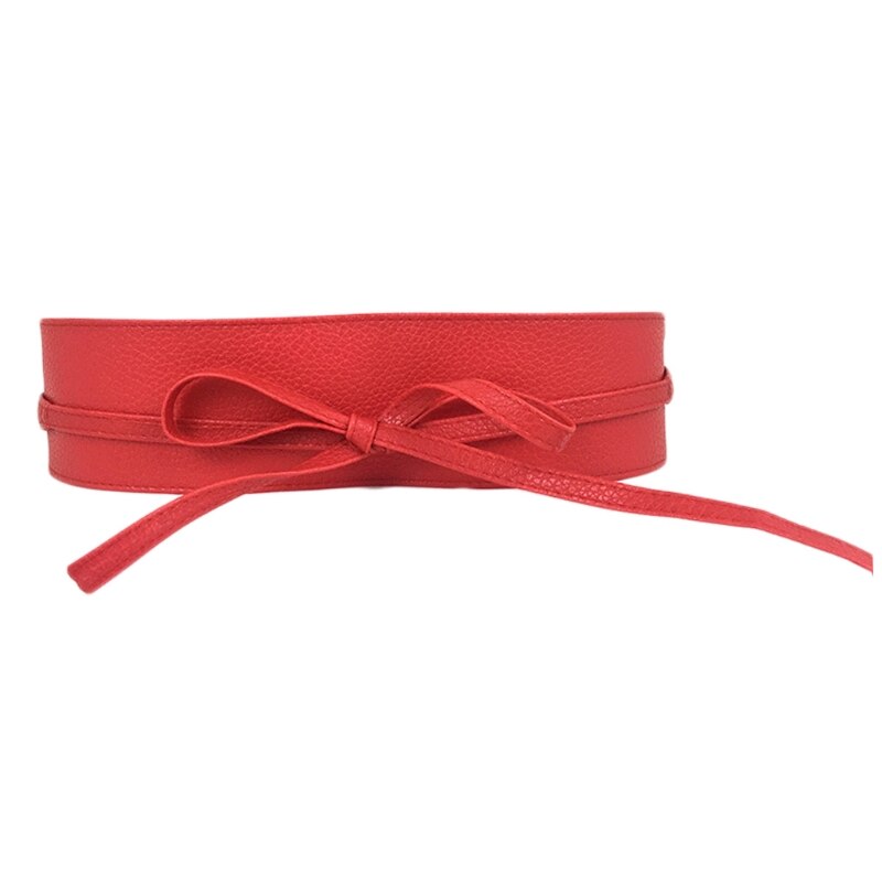 Cinturón de piel sintética y pajarita suave para mujer, corsé bohemio envolvente ancho, corpiño Vintage, Color sólido, M19 21: 7