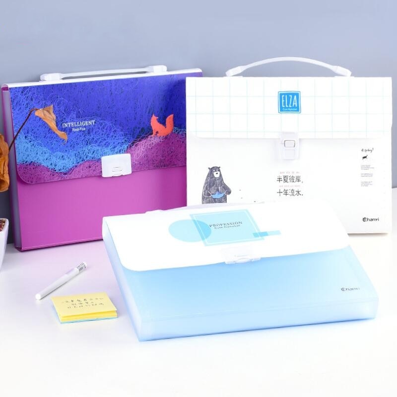 Gorący nowy wielowarstwowy PP Sztuka przenośny pakiet narządów papier studencki teczka informacje klamra A4 przechowywanie plików 13 w aktówka