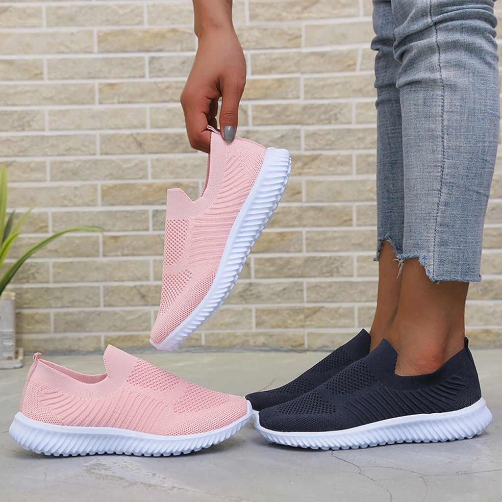Damesneakers, åndbare mesh flade sko til kvinder, plus size sneakers, damesko, loafers