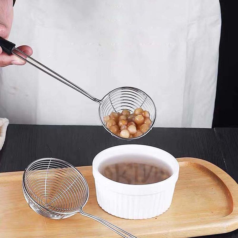 3 Sizes Stainless Steel Spider Strainer Skimmer Spoon Long Handle Wire Skimmer Ladle For Kitchen Frying