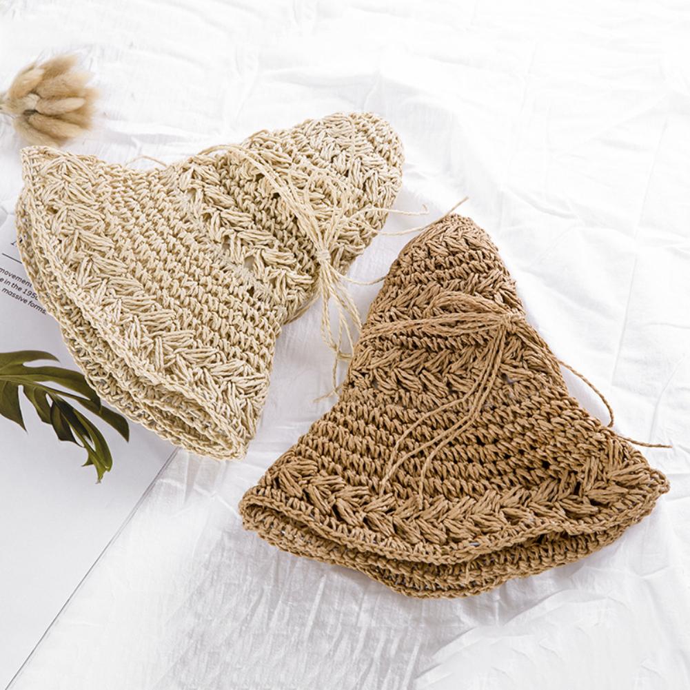 Cappelli da suola estivi per donna cappello pieghevole in paglia lavorato a maglia tutto'uncinetto cappello da donna a tesa larga cappello estivo da donna protezione solare cappello da spiaggia cappelli da suola
