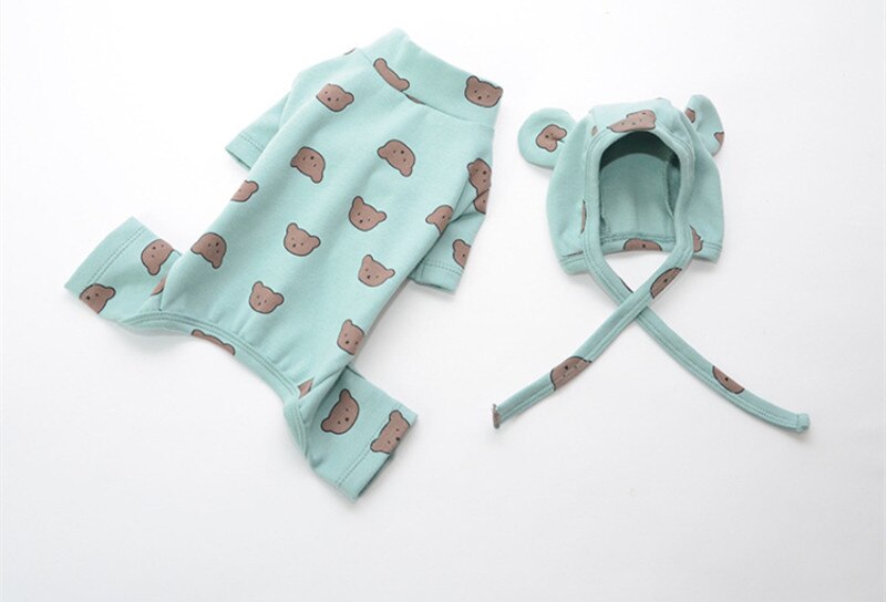 Combinaison en coton pour chien, Pyjama, vêtements de nuit, automne hiver, salopette, tenue pour chiot, petit chien, Yorkshire: vert clair / M