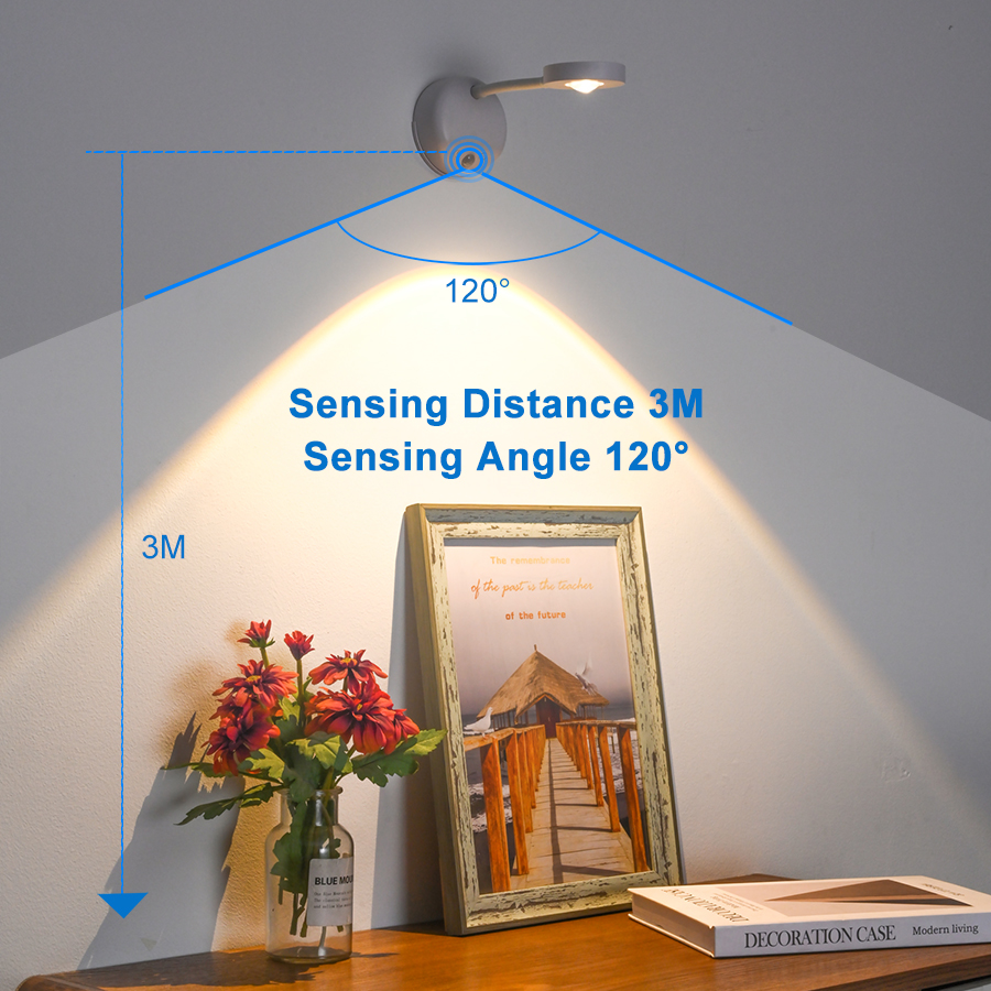 Holofotes usb recarregável inteligente sensor humano sem fio luz de parede regulável led holofote para iluminar pinturas fotos