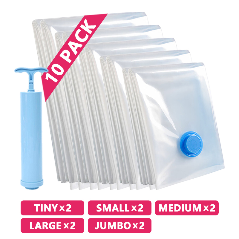 Sacchetto sottovuoto per vestiti, sacchetto sottovuoto con pompa, elementi essenziali per il viaggio, sacchetti salvaspazio per trapani, coperte, organizer per riporre oggetti: 20*60 cm / Viola