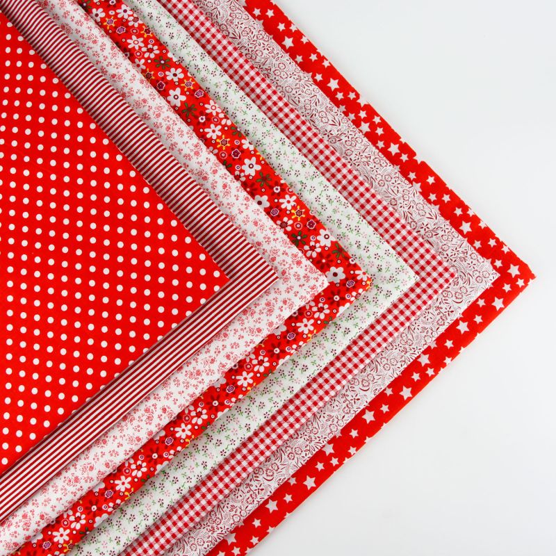 8 stil klud 50 cm x 50 cm print bomuldsstof bundt diy håndlavede quilt patchwork stoffer: 8 stk et parti rødt