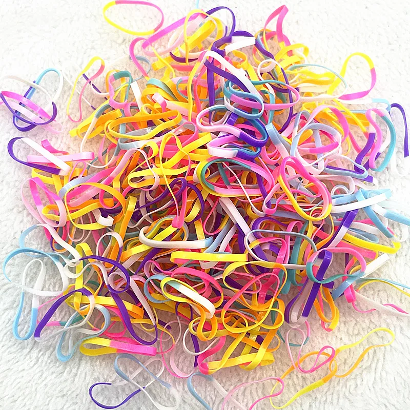 200pcs--1000pcs Colourful Rubber Ring Disposable Elastic Hair Bands Ponytail Holder Rubber Band Scrunchies Kids Hair Accessories: Peachy / 15mm