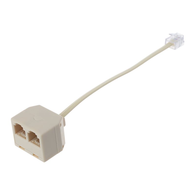 Divisor puerto RJ11 a doble conector RJ11, adaptador enchufe RJ11 a 2 cable telefónico Cat3 6P4C, conector 1: Default Title