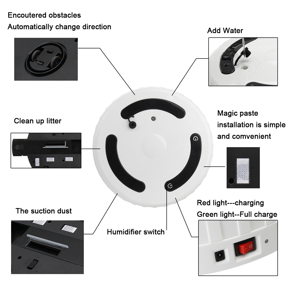 3 In 1 Smart Sweeping Robot Humidifier Automatic Vacuum Cleaner Strong Suction Dry Wet Clean Robot with Humidify Home Appliances