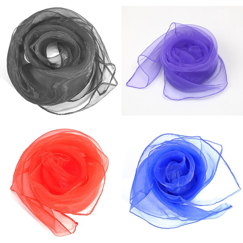 Foulard carré en mousseline de soie pour femme, serviettes de gymnastique, danse, couleur bonbon, rouge, jaune, violet, vert