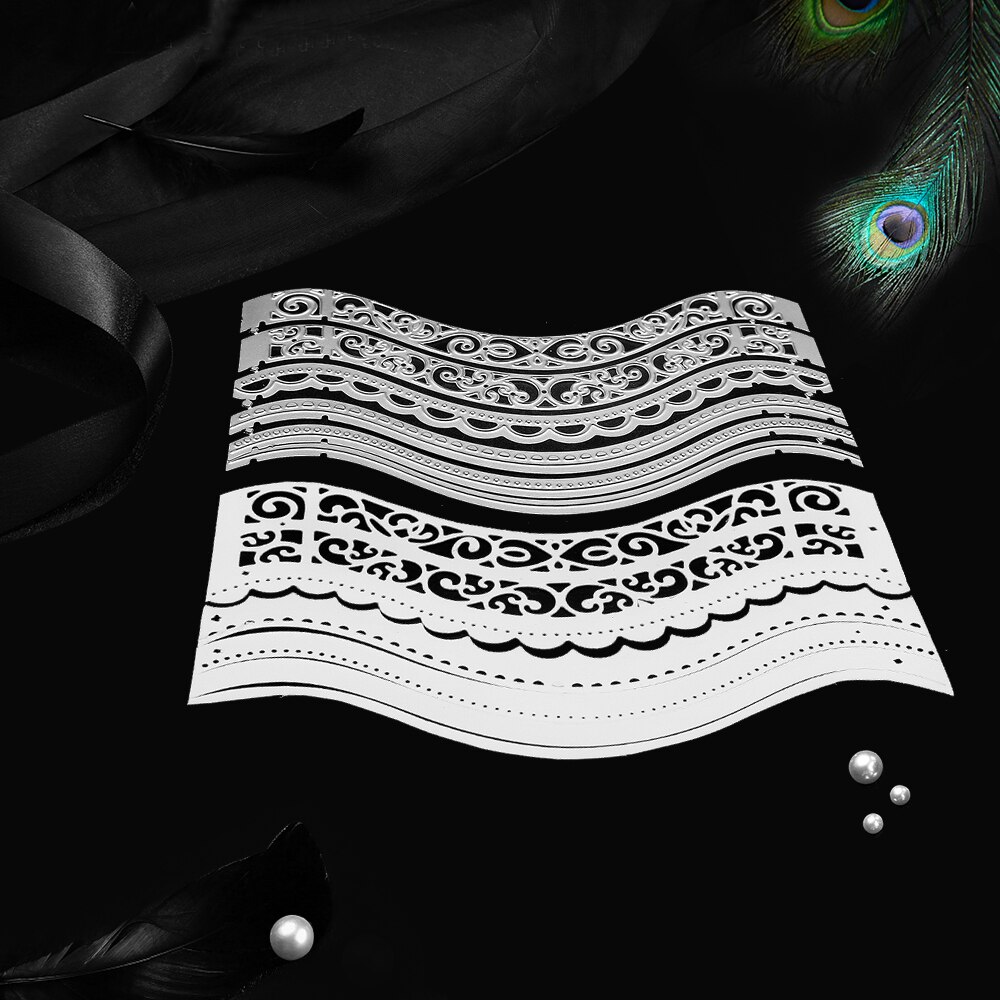 Lace Edge Metal Cutting Dies Mold Embossing Curved Wavy Border Scrapbooking Stencil Paper Card Making DIY Christmas Card Decor