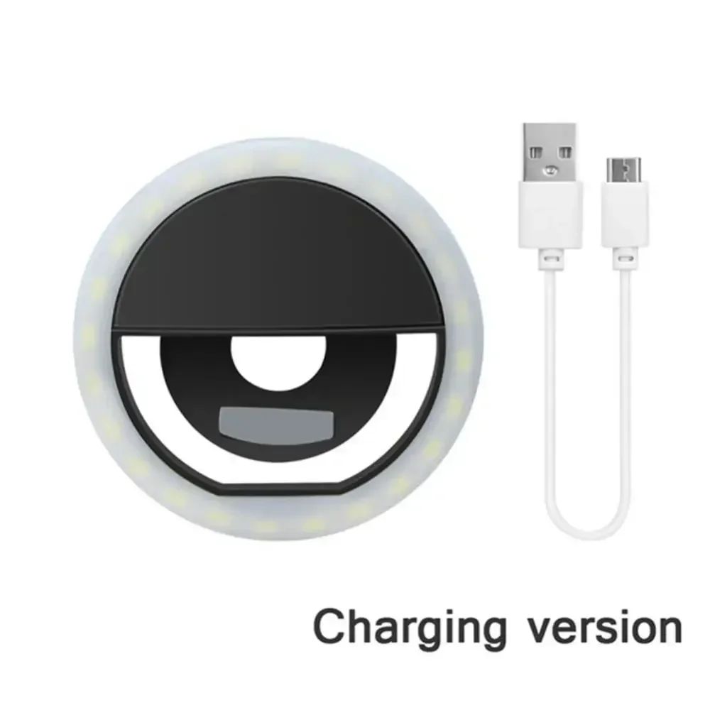 Anneau lumineux LED pour Selfie, lampe à clipser pour téléphone Portable, Charge USB, lumière pour Selfie, Flash Ins, appareil Photo pour Smartphone: Black