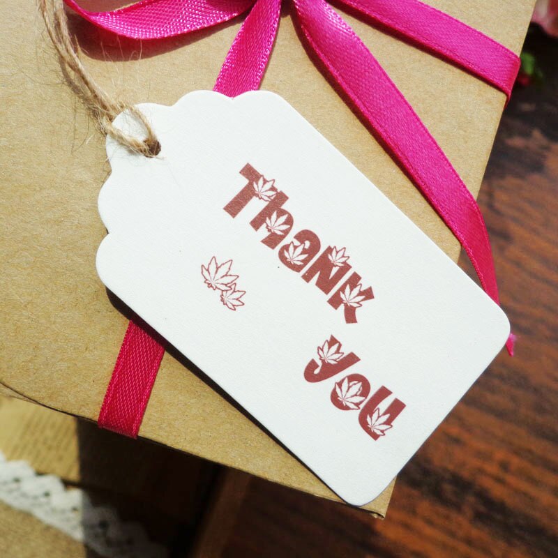 50pcs Thank You Paper Tag DIY Clothing Sewing Supplies Hang Tag 4x7cm Party Wedding Price Paper Label Cards Handmade Craft