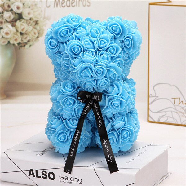 Foam Beer Van Rozen Rose Bloem beer Kunstmatige bloem roos Jaar Vrouwen Valentijnsdag Party Wedding decoratie: Blauw / 25X20CM