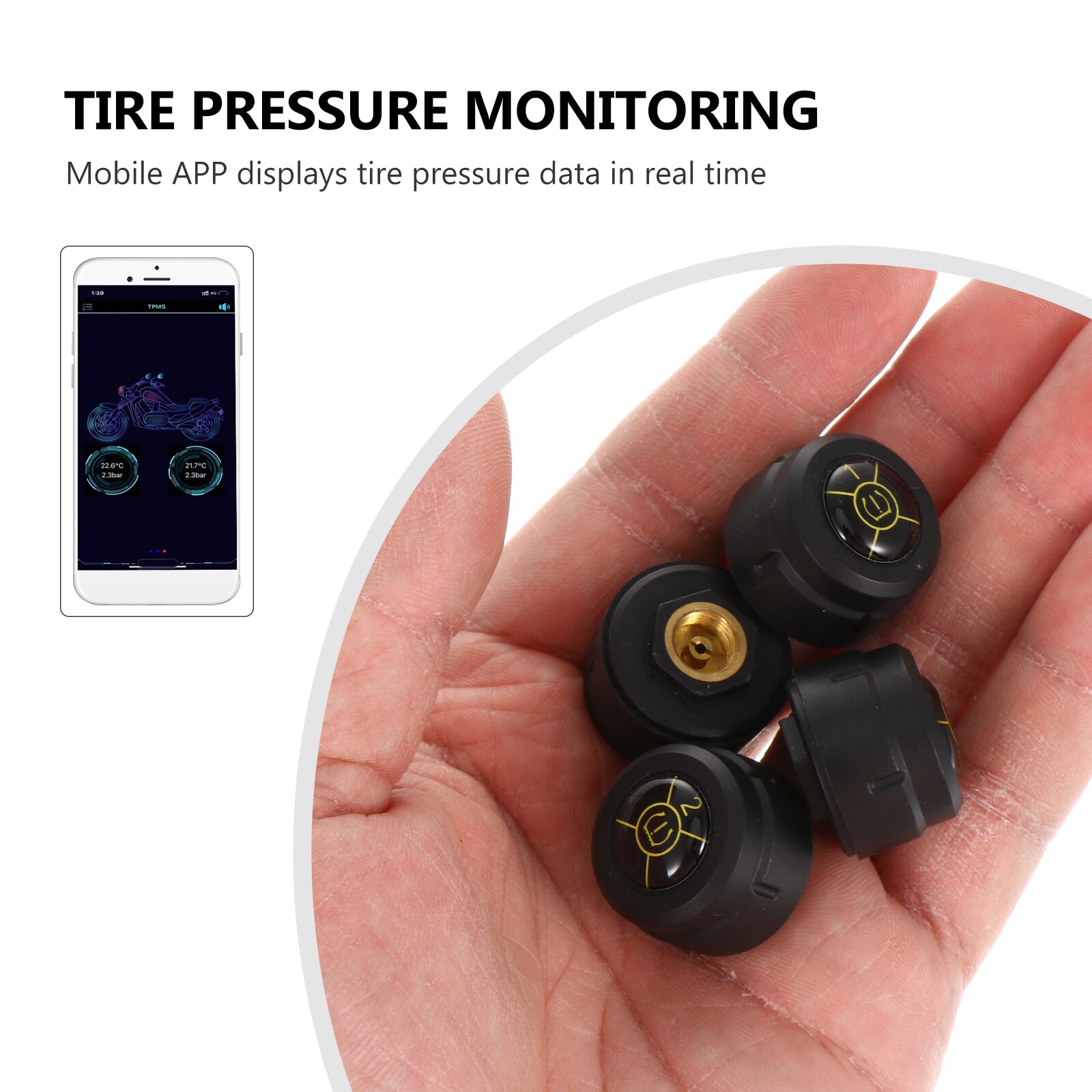 1 Set Tire Pressure Monitor Durable Practical Helpful Supply Tool For Auto Vehicle Power Charging Temperature Warning