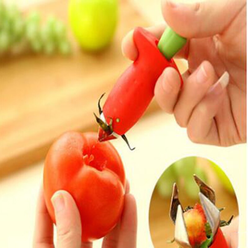 Fraise rouge décortiqueur tomate tiges couteau à fruits fraise haut feuille dissolvant Gadget tige dissolvant Portable outils de cuisine