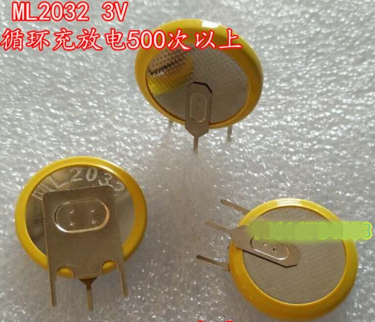 2PCS/LOT ML2032 2032 3V lithium battery/ rechargeable battery