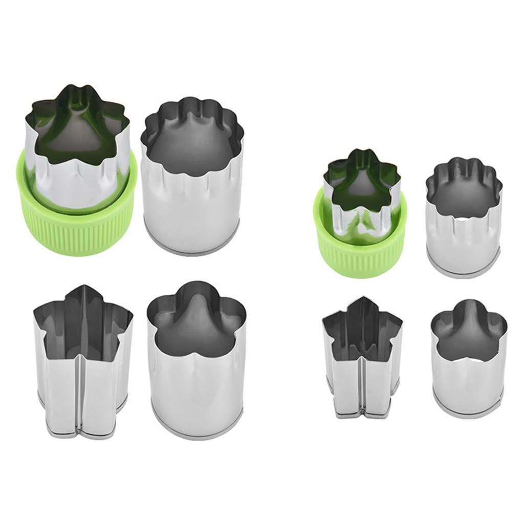 8 Stuks Groente Cutter Mould Fruit Slicer Fondant Cake Cookie Plunger Bloemen Ster Vorm Baksel Mold Verdelers Gereedschap: Green