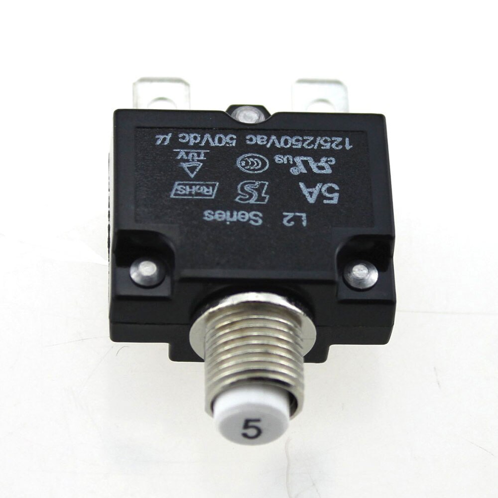 Iztoss Circuit Breakers Waterproof Push Button Resettable Thermal Fuse DC50V AC125-250V with Quick Connect Terminals