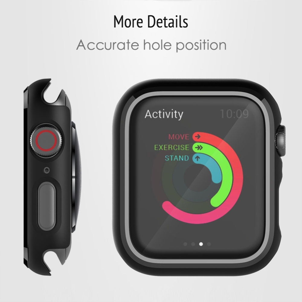 Bumper for apple watch series 1 2 3 4 5 PC case slim fit case for iWatch thin protector plastic black frame 40 44 38 42 mm band