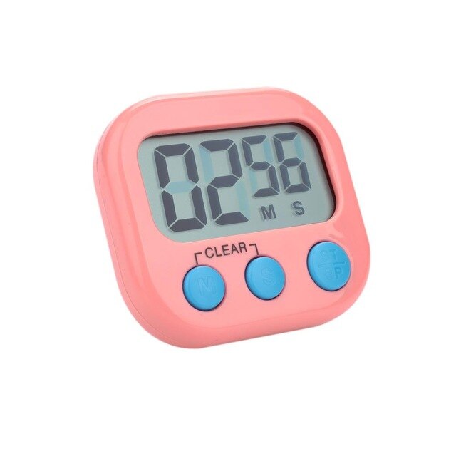 Kitchen Timer 99 Points Cooking Tool Chef Alarm Clock Timer Alarm Electronic Timer Time Family Portable Durable: English Pink