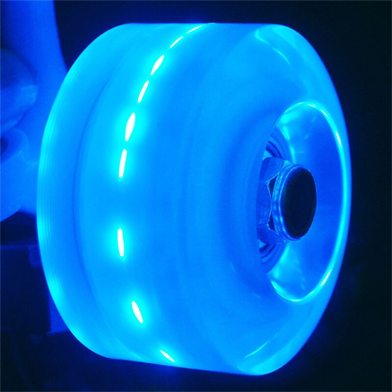 [ 32*58mm ] original led blinkende 82a pu skøjter hjul quad skøjter hjul med lejer magnetisk kerne dobbeltrulle 8 stk / sæt: Blå