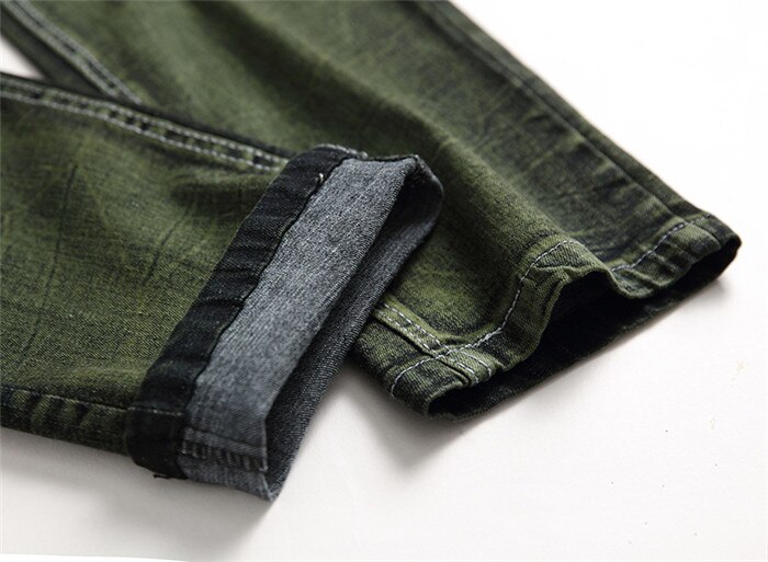 Mandlige mænd casual stretch slim jeans herre pencil bukser skinny grønne jeans herre størrelse 28-40