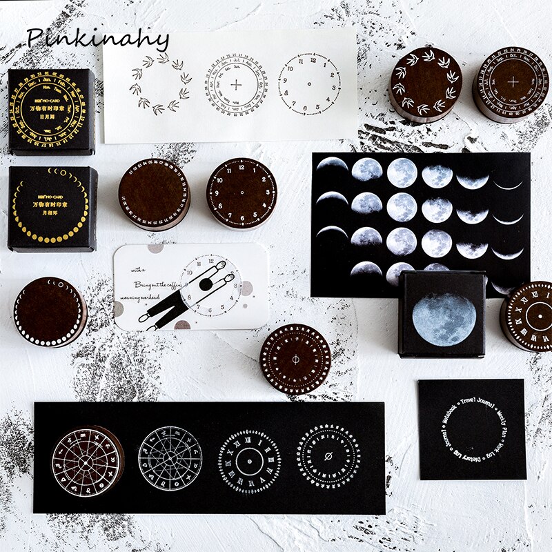 Vintage kuukausi kalenteri kuunpimennys kuun vaihe puiset kumileimasimet itse tekemiseen scrapbooking valokuva-albumi kortti puinen leima