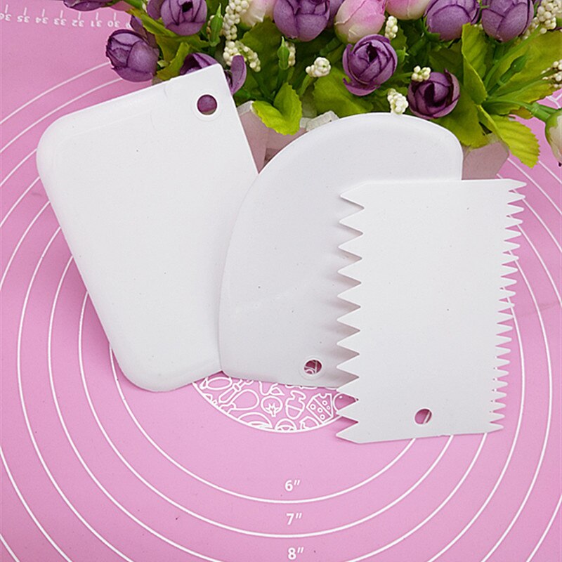 3PCS/Set Kitchen Tools Plastic Cake Smoother Cake Scraper Set The Blade Cake Modeling Decorating Pastry Tool