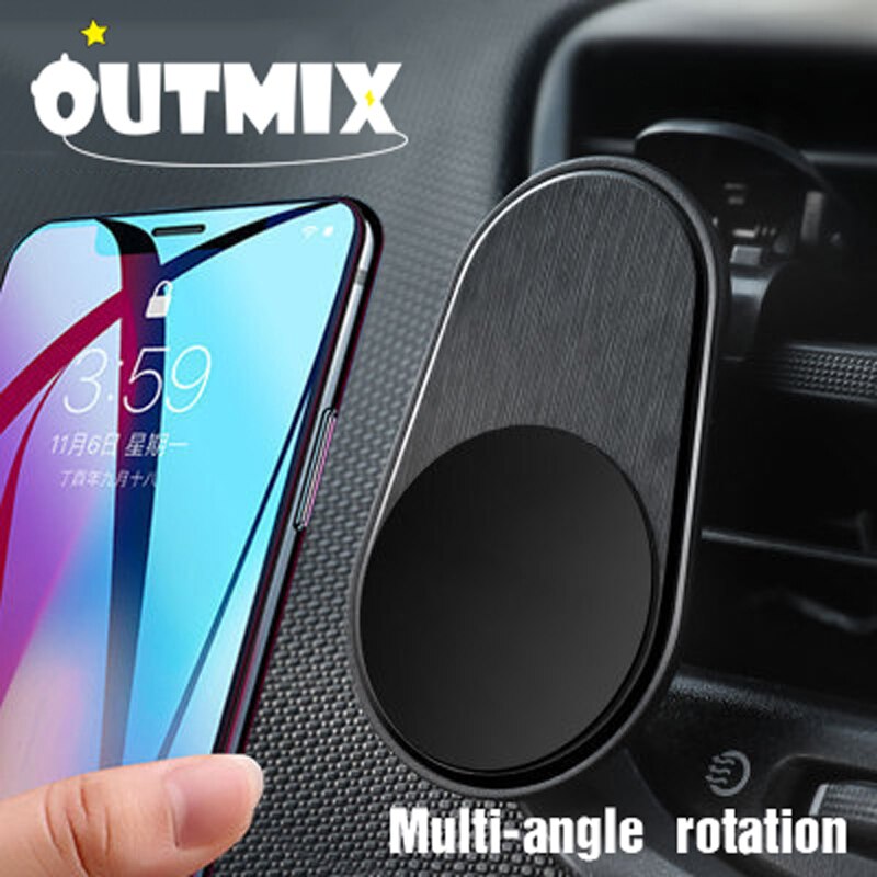 Outmix metal magnetisk biltelefonholder mini udluftningsklemme monteret magnet mobil stativ til iphone huawei xiaomi smartphones i bil