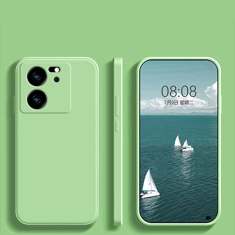 Coque de téléphone carrée en silicone liquide pour Xiaomi, coque arrière souple, couverture de luxe, Mi 13T, Mi 13 T Pro, Mi 13T Pro, 5G: PC + TPU / vert clair