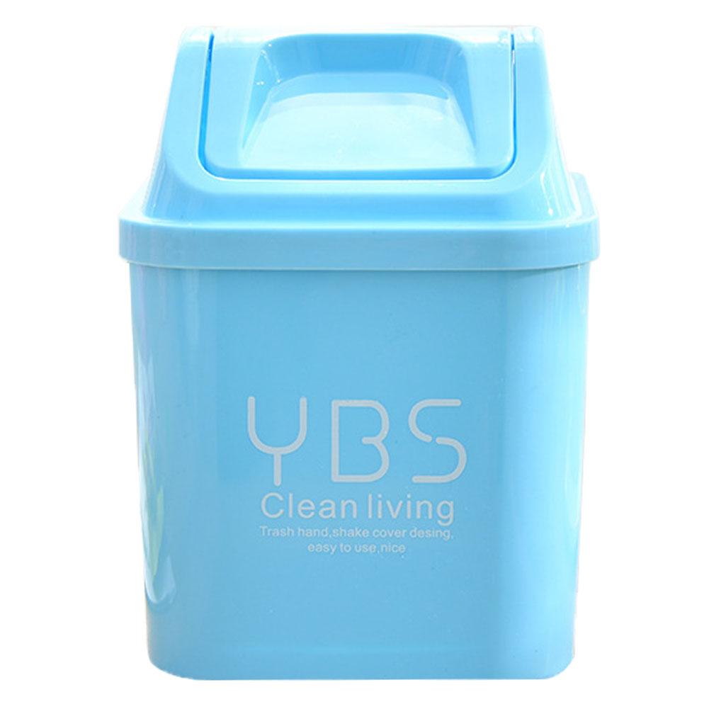 Mini Afvalbakken Desktop Plastic Huisvuilemmer Kantoor Prullenbak Huishoudelijke Opslag Vat Tafel Vuilnisbak Kleine Afvalbak Met Deksel: Blauw