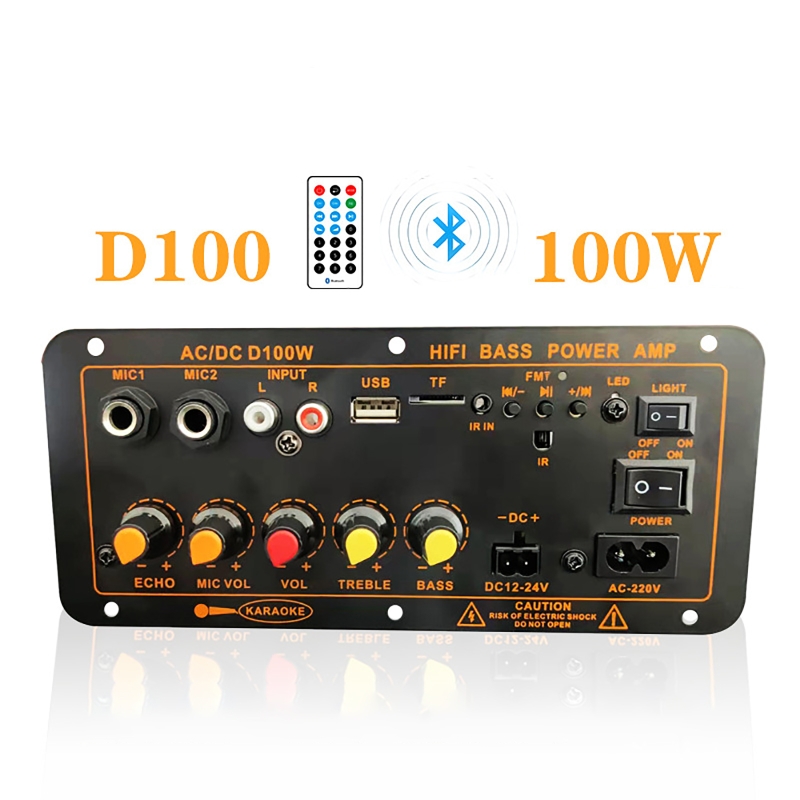 Forstærkerkort med Optisk Fiber 300W Hjemmebiograf Forstærkere Lyd Bluetooth AMP USB FM Radio TF Afspiller: Grå