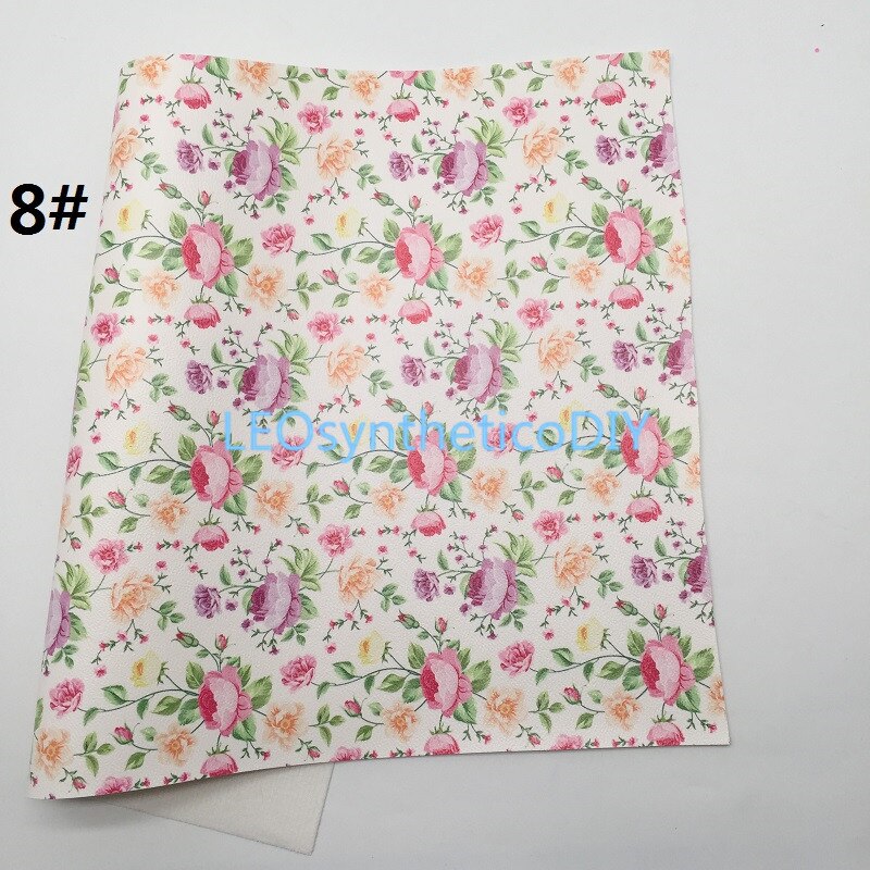 1 Pc 21X29CM Bloemen Gedrukt Faux Leer Stof, Synthetisch Leer Stof Lakens, Leer Voor Maken Bows Leosyntheticodiy T413: 8
