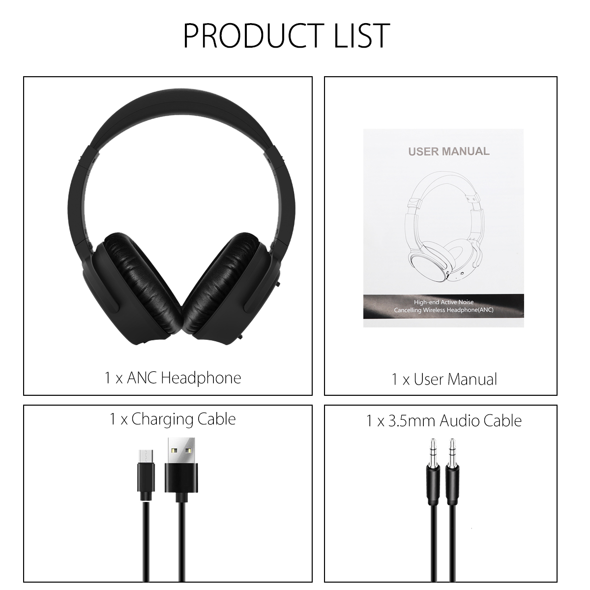 INSMA ANC bluetooth casque actif suppression du bruit casque sans fil avec Microphone écouteur basse profonde musique 20H temps de jeu