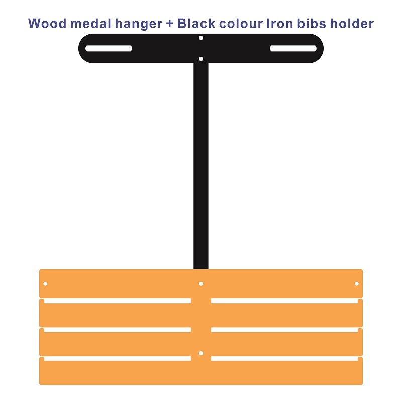 Marathon Number Bib and Medal Hanger: 3 Bar Wood and T