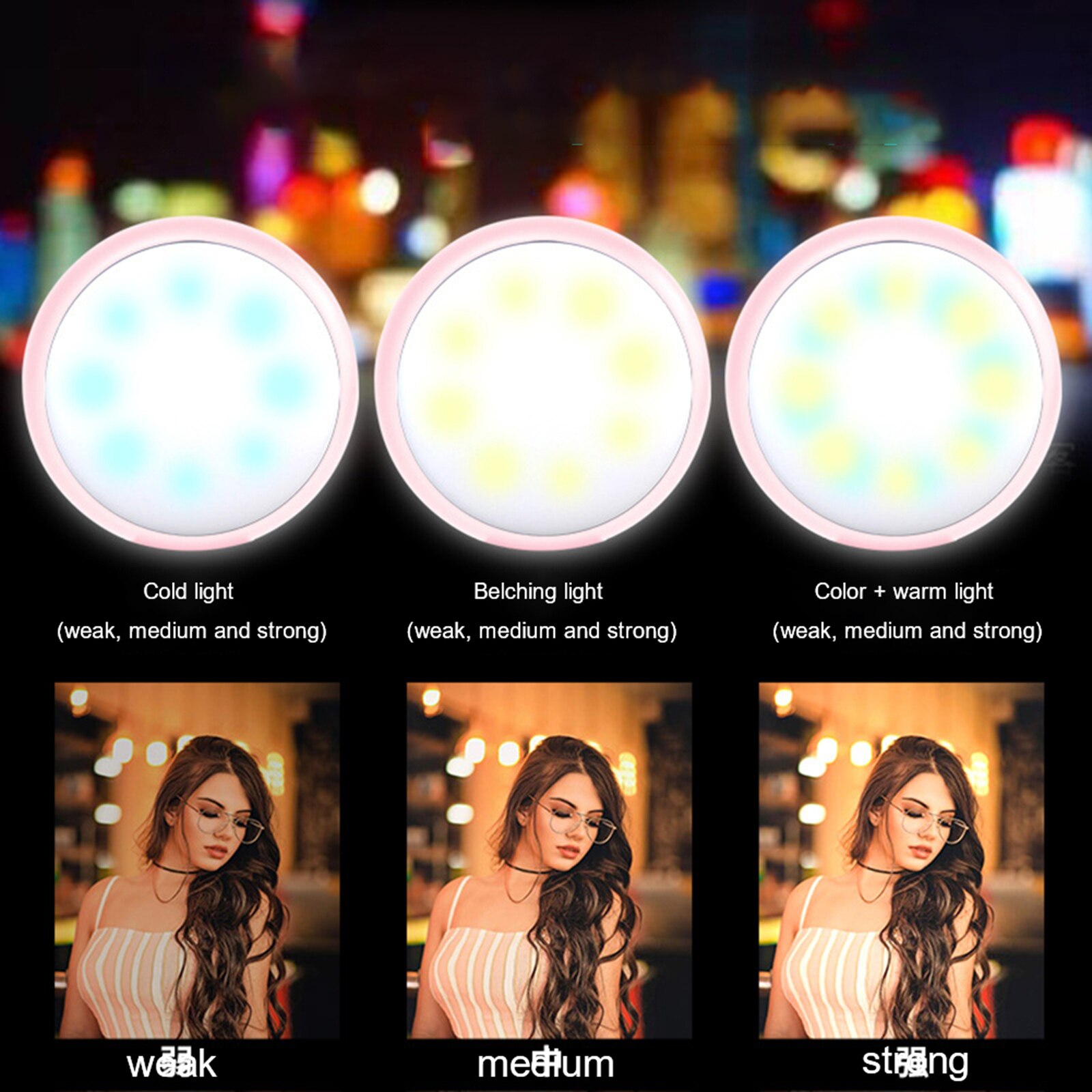 U förmigen Dimmbare LED Selfie Ring Licht USB Selfie Licht LED Fotografie Live Video konferenz taschenlampe mit Clip für Handys