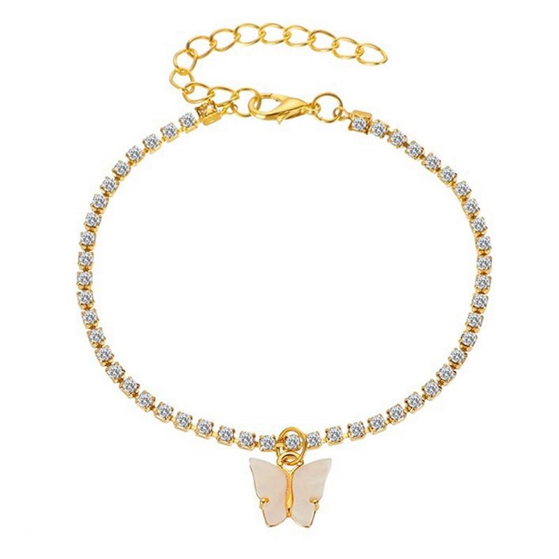 1pc Butterfly Pendant Anklet Rhinestone Decor Adjustable Ankle Bracelet Beach Foot Chain For Women Jewelry Accessories: 1