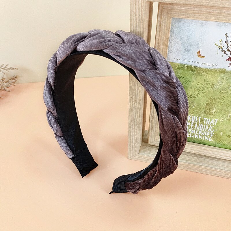 Nova moda feminina bandana larga lateral hairband cruz nó trança adulto turbante macio flanela acessórios de cabelo: as picture 5