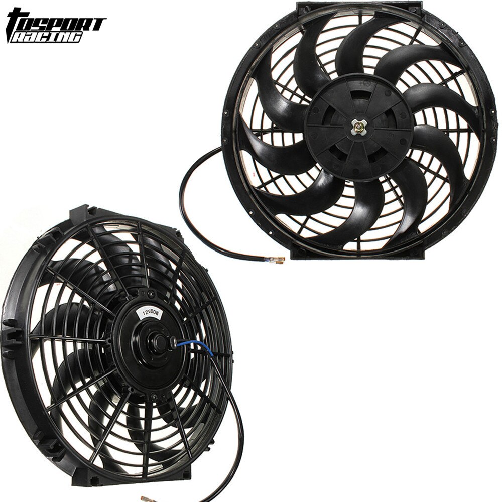 Universal Slim 12" Motor Engine Radiator Oil Cooler Cooling Electric Pull Push Fan Blades Radiator Electric Fan 12V 80W With mou