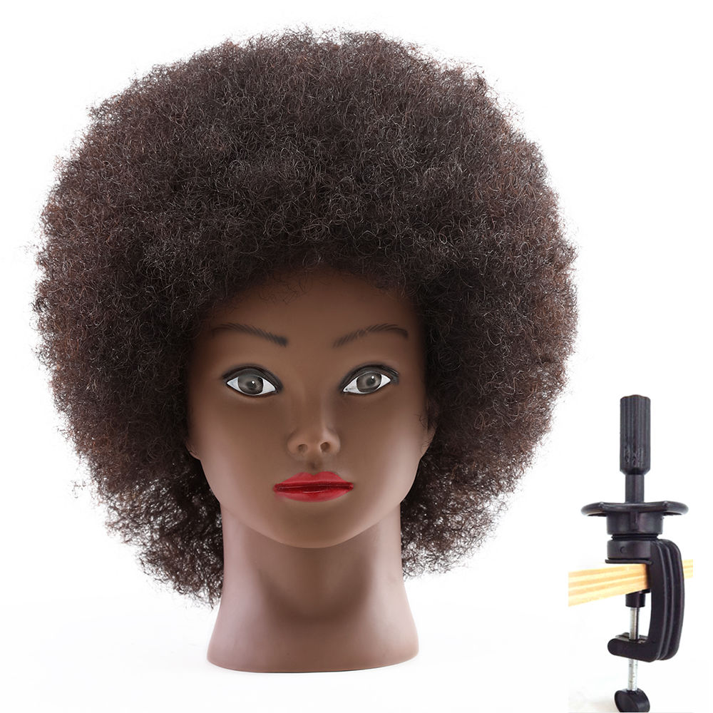 8 Inches Afro Mannequin Head Hair Traininghead Styling Head Braid Hair Dolls Head for Practicing Cornrows and Braids: light green