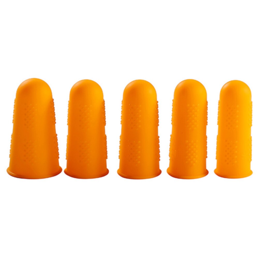 3/5Pcs Plaat Multicolor Caps Duurzaam Effen Siliconen Elasticiteit Thuisgebruik Anti-Slip Vinger Beschermers Hoge Temperatuur slip: Oranje / 5pcs