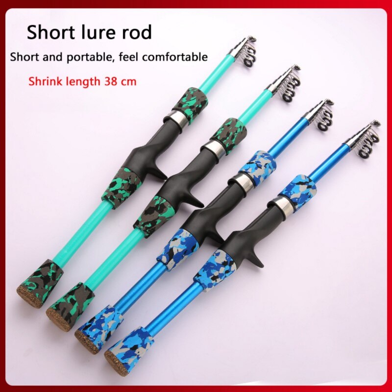 1.3M 1.5M 1.8M Mini Spinning Fly Travel Rod Telescopic Rock Fishing Rod Carp Feeder Carbon Fiber Reel Seat Green Blue