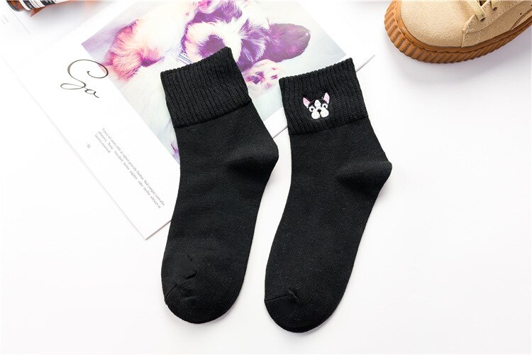 Color Thick And Warm Casual Socks Cartoon Animal Dog Socks Autumn And Winter Socks Womens Girls Woman Sox 1 Pair Kawaii Socks