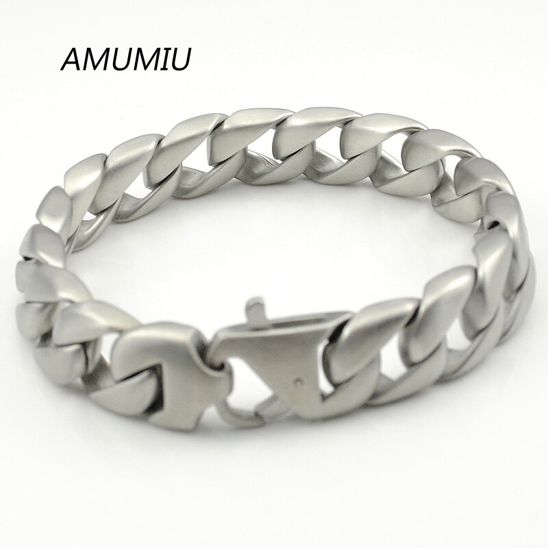 AMUMIU degli uomini di colore argento frenare buban dell'acciaio inossidabile di Collegamento catena Del Braccialetto dei monili per il partito/regalo punk freddo uomo gioielli HZB046