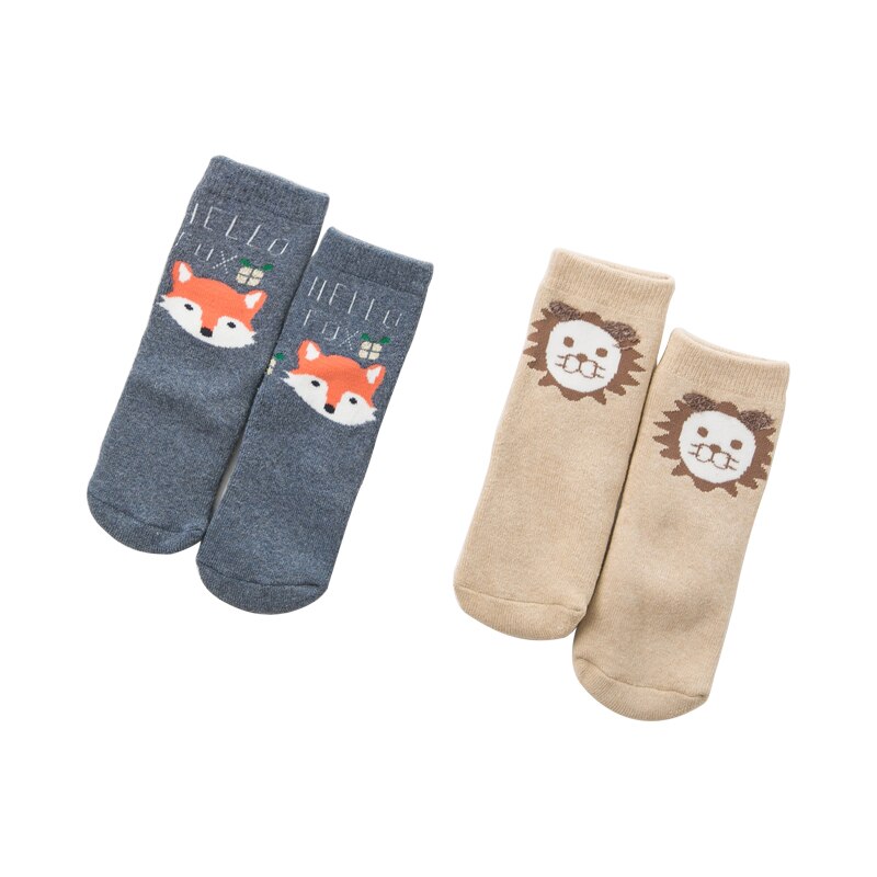 DB11951 dave bella herfst winter baby boy print sok kinderen leuke sokken 2 stuks: fox lion / 4-6T