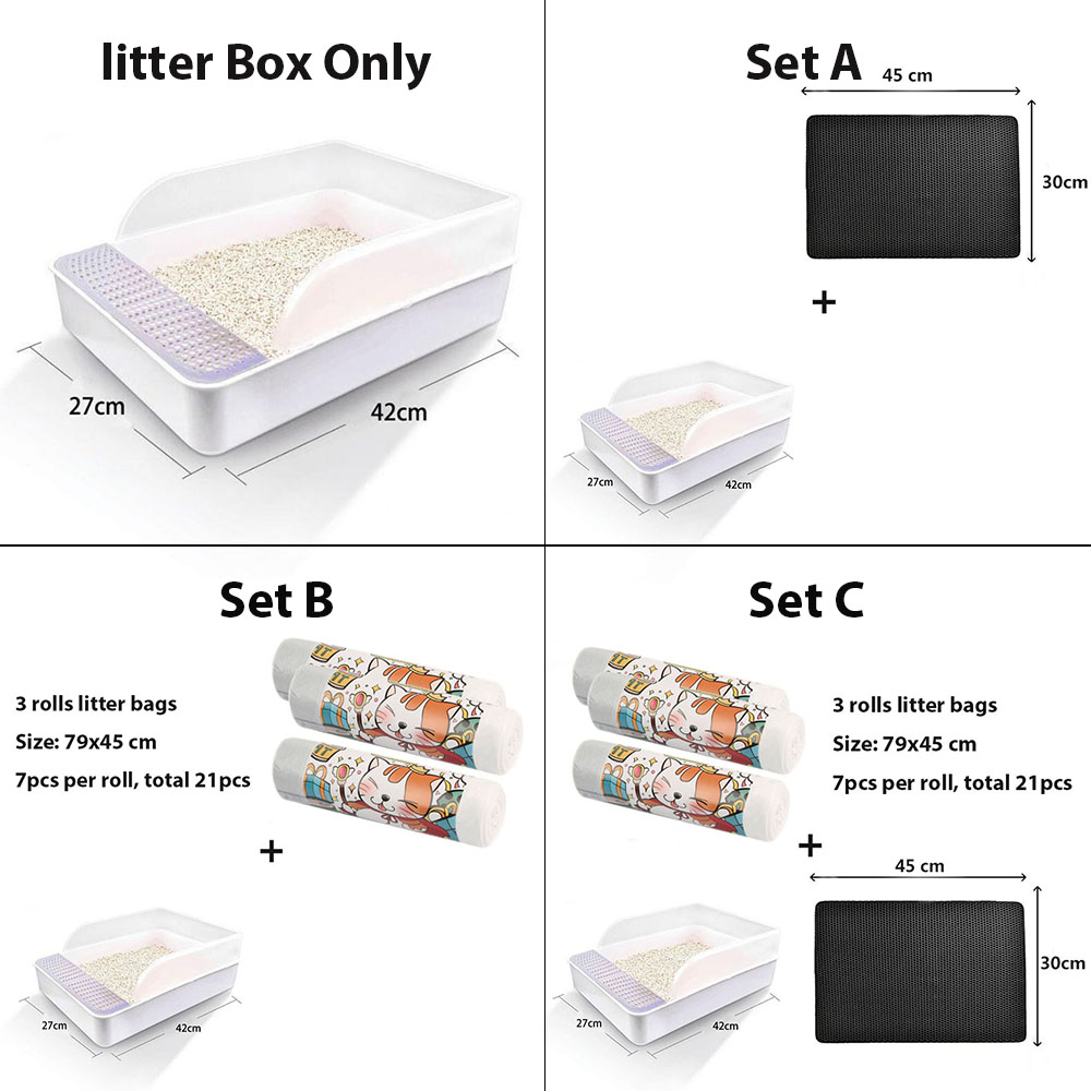 Cat Litter Box Toilets Semi Closed Cat Litter Tray Sandbox Square Semi-closed Anti-splash Deodorant Sandpit Small Cute 3 Colors: grey 42x27x15 cm / Litter box only