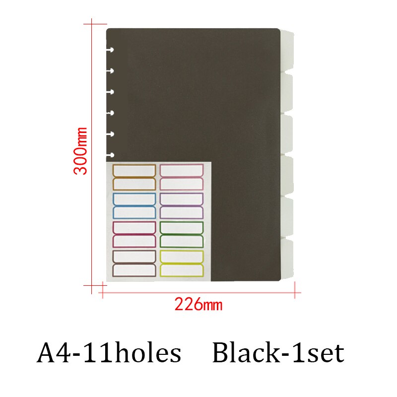 A4 Mushroom Hole Notebook File Index Page Separator Page Mushroom Planner Bookmark Page Loose-leaf Accessories Notebook Supplies: Black